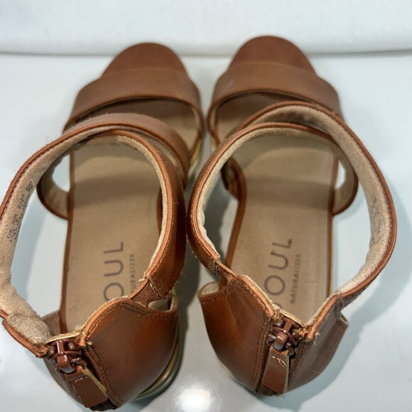 Soul Naturalizer Brown Sandal Wedges White Sole w/ Cork Womens Size 10W - Picture 7 of 15
